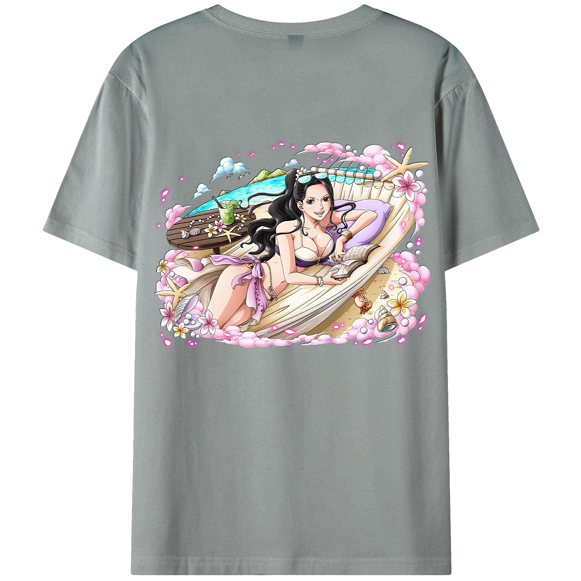 ワンピース ニコ・ロビン ONE PIECE Nico Robin 綿100％ メンズ半袖Tシャツ（バックプリント） 通気性